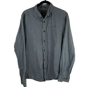 Prana Mens Slim Fit Button-Down Shirt Blue Plaid Long Sleeve Cotton Sz S